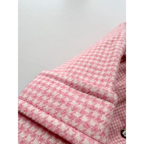 Vintage 00's FORNARINA Pink Houndstooth Wool Tweed Y2K Blazer Jacket, Size XS - Picture 10 of 16